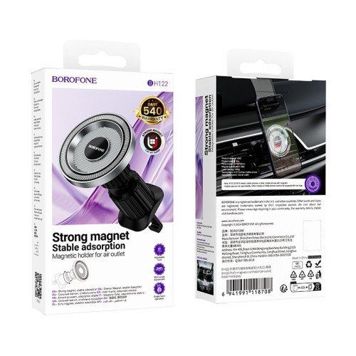 AUTOMOBILINIS TELEFONO LAIKIKLIS BOROFONE BH122 MAGSAFE (AIR VENT) JUODAS