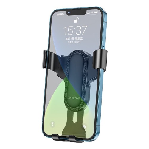 AUTOMOBILINIS TELEFONO LAIKIKLIS BOROFONE BH74 TVIRTINAMAS ANT VENTILIACIJOS GROTELIŲ, JUODAS