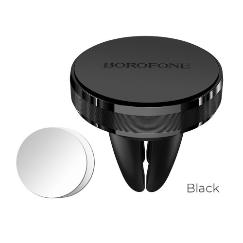 AUTOMOBILINIS TELEFONO LAIKIKLIS BOROFONE BH8, TVIRTINAMAS ANT VENTILIACIJOS GROTELIŲ, MAGNETINIS, JUODAS