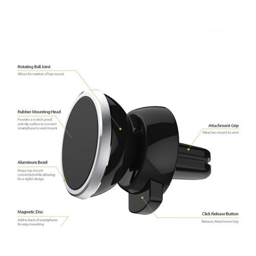 AUTOMOBILINIS TELEFONO LAIKIKLIS CPH-26, TVIRTINAMAS ANT VENTILIACIJOS GROTELIŲ, MAGNETINIS