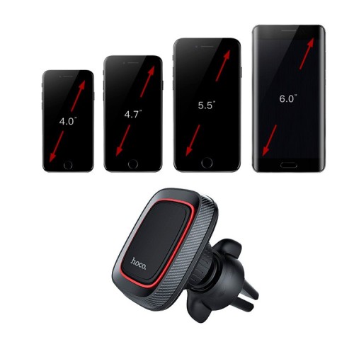 AUTOMOBILINIS TELEFONO LAIKIKLIS HOCO CA23, TVIRTINAMAS ANT VENTILIACIJOS GROTELIŲ, MAGNETINIS
