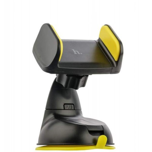 AUTOMOBILINIS TELEFONO LAIKIKLIS HOCO CA5, TVIRTINAMAS PRIE LANGO, TRUMPA-STANDI KOJELĖ JUODAS