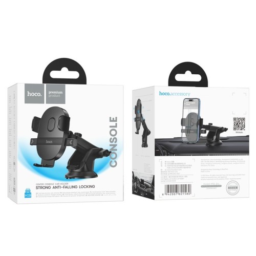 AUTOMOBILINIS TELEFONO LAIKIKLIS HOCO H19 (DASHBOARD / WINDSHIELD) JUODAS
