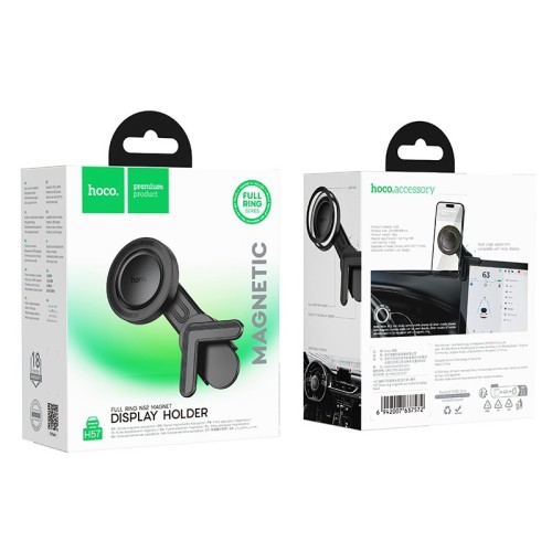 AUTOMOBILINIS TELEFONO LAIKIKLIS HOCO H57 MAGSAFE (CAR DISPLAY) JUODAS