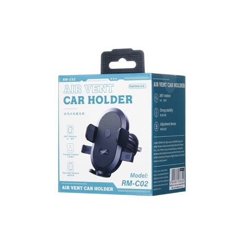 AUTOMOBILINIS TELEFONO LAIKIKLIS REMAX RM-C02 (AIR VENT) JUODAS