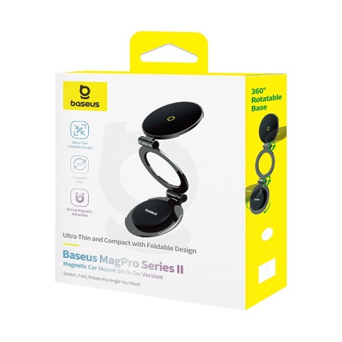 TELEFONO LAIKIKLIS BASEUS MAGPRO SERIES II MAGNETIC CAR MOUNT STICK-ON VERSION JUODAS C40172900121-00