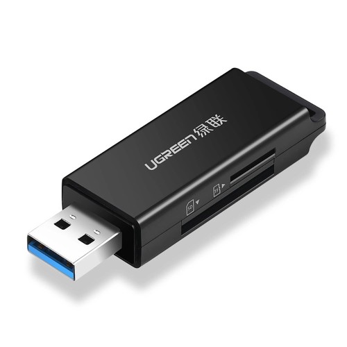 ATMINTIES KORTELIŲ SKAITYTUVAS UGREEN CM104 USB-A 3.0 TO TF / SD (40752) JUODAS