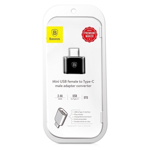 ADAPTERIS BASEUS USB-A TO TYPE-C OTG JUODAS CATOTG-01 ADAPTERIS BASEUS USB-A TO TYPE-C OTG JUODAS CATOTG-01