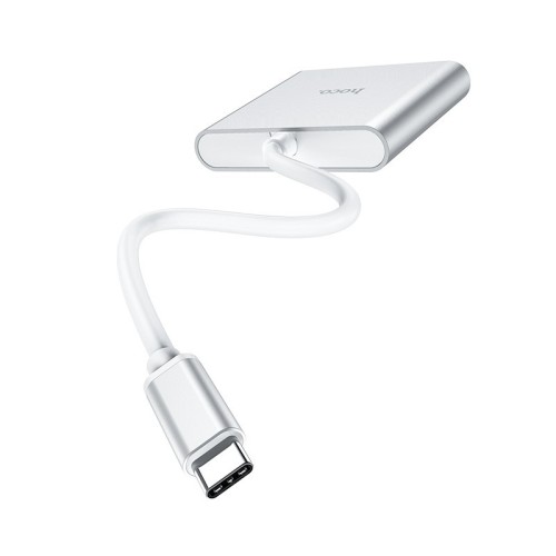 ADAPTERIS HOCO HB14 TYPE-C TO USB-A+HDMI+TYPE-C SIDABRINIS
