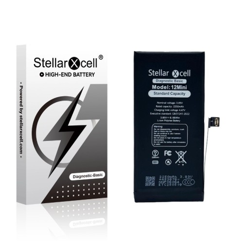 AKUMULIATORIUS STELLARXCELL DIAGNOSTIC APPLE IPHONE 12 MINI 2227MAH (STANDART CAPACITY + HQ COPY BMS) AKUMULIATORIUS STELLARXCELL DIAGNOSTIC APPLE IPHONE 12 MINI 2227MAH (STANDART CAPACITY + HQ COPY BMS)