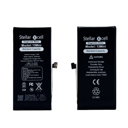 AKUMULIATORIUS STELLARXCELL DIAGNOSTIC APPLE IPHONE 13 MINI 2410MAH (STANDART CAPACITY + HQ COPY BMS) AKUMULIATORIUS STELLARXCELL DIAGNOSTIC APPLE IPHONE 13 MINI 2410MAH (STANDART CAPACITY + HQ COPY BMS)