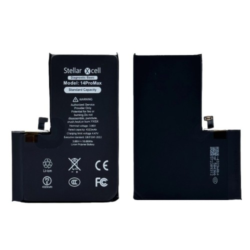 AKUMULIATORIUS STELLARXCELL DIAGNOSTIC APPLE IPHONE 14 PRO MAX 4330MAH (STANDART CAPACITY + HQ COPY BMS) AKUMULIATORIUS STELLARXCELL DIAGNOSTIC APPLE IPHONE 14 PRO MAX 4330MAH (STANDART CAPACITY + HQ COPY BMS)