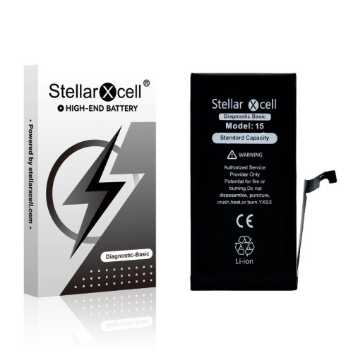 AKUMULIATORIUS STELLARXCELL DIAGNOSTIC APPLE IPHONE 15 3349MAH (STANDART CAPACITY + HQ COPY BMS) AKUMULIATORIUS STELLARXCELL DIAGNOSTIC APPLE IPHONE 15 3349MAH (STANDART CAPACITY + HQ COPY BMS)