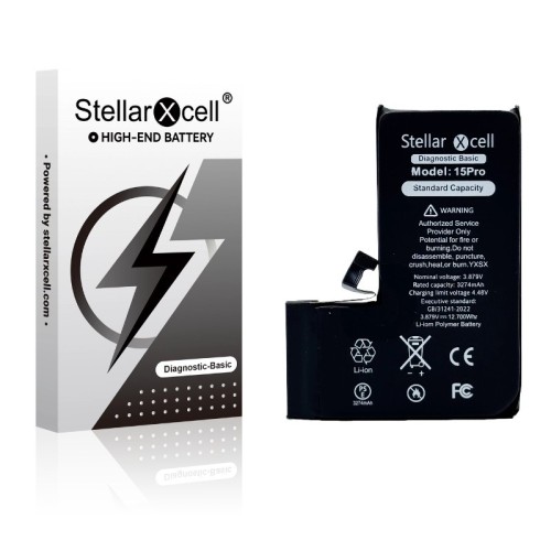 AKUMULIATORIUS STELLARXCELL DIAGNOSTIC APPLE IPHONE 15 PRO 3274MAH (STANDART CAPACITY + HQ COPY BMS) AKUMULIATORIUS STELLARXCELL DIAGNOSTIC APPLE IPHONE 15 PRO 3274MAH (STANDART CAPACITY + HQ COPY BMS)