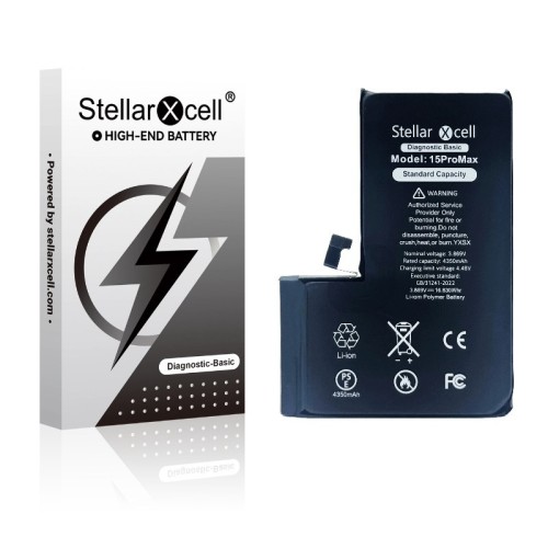 AKUMULIATORIUS STELLARXCELL DIAGNOSTIC APPLE IPHONE 15 PRO MAX 4422MAH (STANDART CAPACITY + HQ COPY BMS) AKUMULIATORIUS STELLARXCELL DIAGNOSTIC APPLE IPHONE 15 PRO MAX 4422MAH (STANDART CAPACITY + HQ COPY BMS)