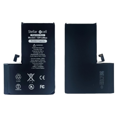 AKUMULIATORIUS STELLARXCELL DIAGNOSTIC APPLE IPHONE 15 PRO MAX 4422MAH (STANDART CAPACITY + HQ COPY BMS)