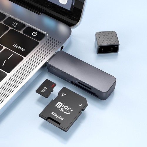 ATMINTIES KORTELIŲ SKAITYTUVAS HOCO HB45 2-IN-1 USB3.0 PILKAS ATMINTIES KORTELIŲ SKAITYTUVAS HOCO HB45 2-IN-1 USB3.0 PILKAS