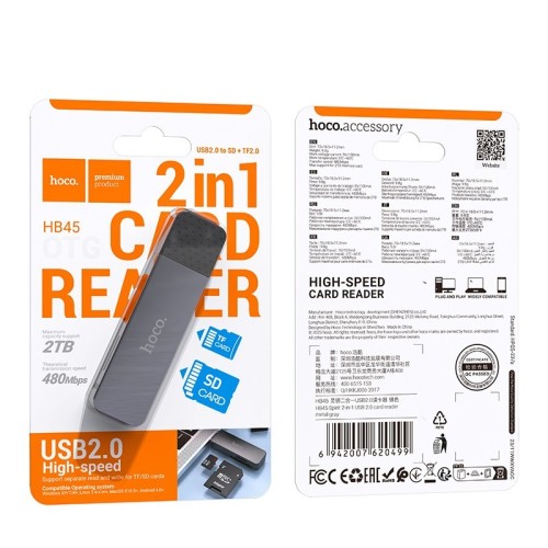ATMINTIES KORTELIŲ SKAITYTUVAS HOCO HB45 2-IN-1 USB3.0 PILKAS ATMINTIES KORTELIŲ SKAITYTUVAS HOCO HB45 2-IN-1 USB3.0 PILKAS