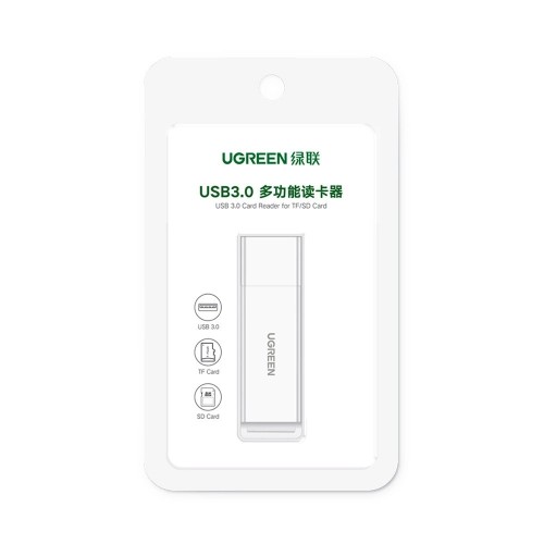 ATMINTIES KORTELIŲ SKAITYTUVAS UGREEN CM104 USB-A 3.0 TO TF/SD (40752) JUODAS