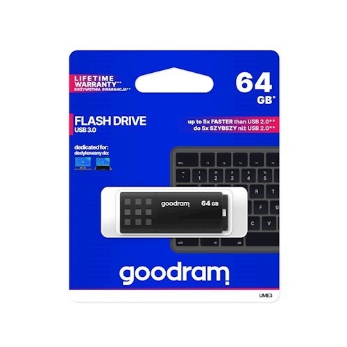 ATMINTINĖ GOODRAM UME3 64GB USB 3.0 JUODA ATMINTINĖ GOODRAM UME3 64GB USB 3.0 JUODA