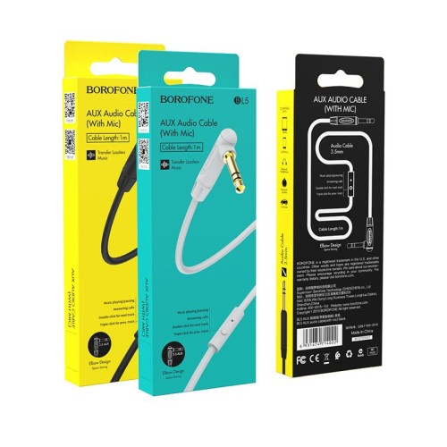 AUDIO ADAPTERIS 3,5MM Į 3,5MM BOROFONE BL5 AUX SU MIKROFONU PILKAS AUDIO ADAPTERIS 3,5MM Į 3,5MM BOROFONE BL5 AUX SU MIKROFONU PILKAS