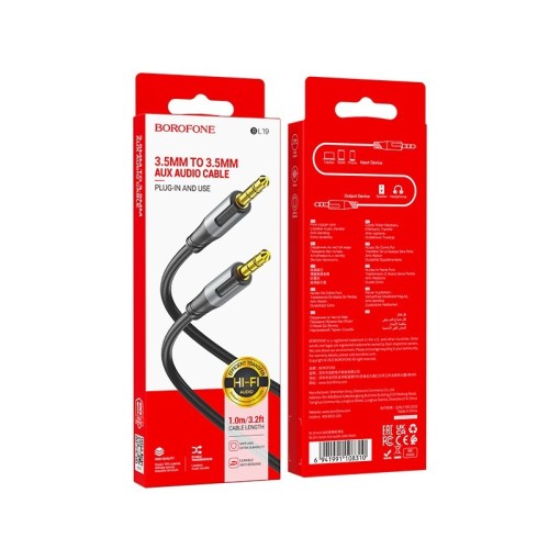 AUDIO KABELIS BOROFONE BL19 3,5MM TO 3,5MM JUODAS AUDIO KABELIS BOROFONE BL19 3,5MM TO 3,5MM JUODAS