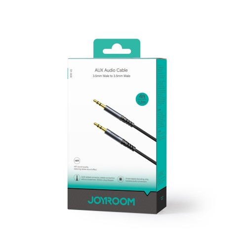 AUDIO KABELIS JOYROOM SY-A08 3,5MM TO 3,5MM 1.2M JUODAS