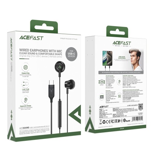 AUSINĖS ACEFAST L2 USB-C JUODOS AUSINĖS ACEFAST L2 USB-C JUODOS