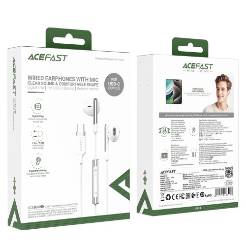 AUSINĖS ACEFAST L3 USB-C BALTOS AUSINĖS ACEFAST L3 USB-C BALTOS