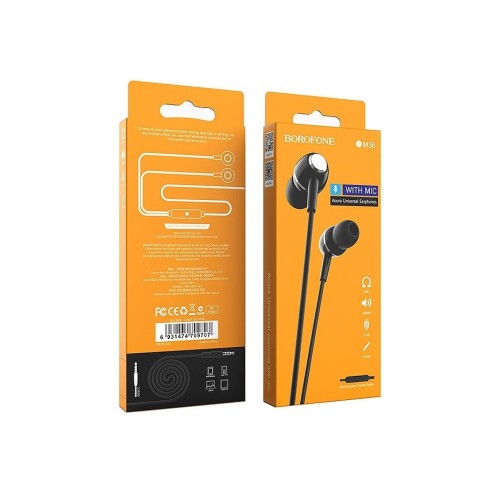 AUSINĖS BOROFONE BM36 3,5MM JUODOS AUSINĖS BOROFONE BM36 3,5MM JUODOS