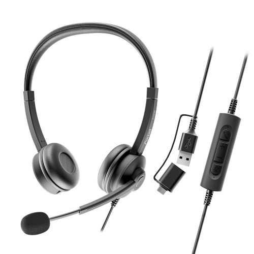 AUSINĖS SU MIKROFONU AXTEL FLOW UC STEREO USB-A/C JUODOS AUSINĖS SU MIKROFONU AXTEL FLOW UC STEREO USB-A/C JUODOS