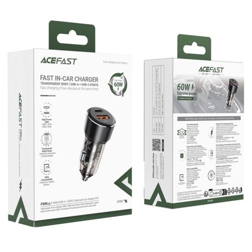AUTOMOBILINIS ĮKROVIKLIS ACEFAST B12 60W USB-C/USB-A JUODAS AUTOMOBILINIS ĮKROVIKLIS ACEFAST B12 60W USB-C/USB-A JUODAS
