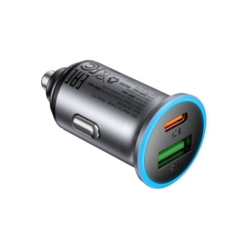 AUTOMOBILINIS ĮKROVIKLIS ACEFAST B15 65W USB-C/USB-A PILKAS AUTOMOBILINIS ĮKROVIKLIS ACEFAST B15 65W USB-C/USB-A PILKAS
