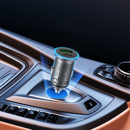 AUTOMOBILINIS ĮKROVIKLIS ACEFAST B15 65W USB-C/USB-A PILKAS AUTOMOBILINIS ĮKROVIKLIS ACEFAST B15 65W USB-C/USB-A PILKAS