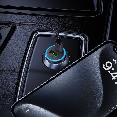 AUTOMOBILINIS ĮKROVIKLIS ACEFAST B15 65W USB-C/USB-A PILKAS AUTOMOBILINIS ĮKROVIKLIS ACEFAST B15 65W USB-C/USB-A PILKAS