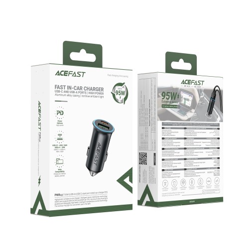 AUTOMOBILINIS ĮKROVIKLIS ACEFAST B16 95W USB-C/USB-A PILKAS AUTOMOBILINIS ĮKROVIKLIS ACEFAST B16 95W USB-C/USB-A PILKAS