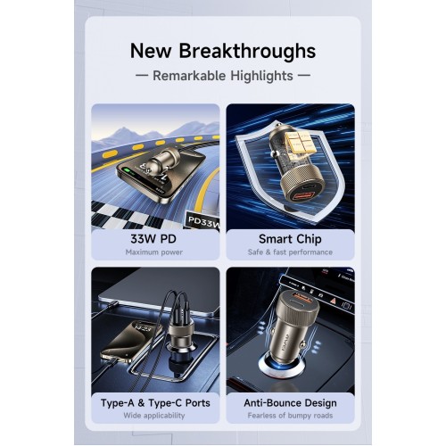 AUTOMOBILINIS ĮKROVIKLIS AWEI C-857 33W USB-C/USB-A JUODAS AUTOMOBILINIS ĮKROVIKLIS AWEI C-857 33W USB-C/USB-A JUODAS