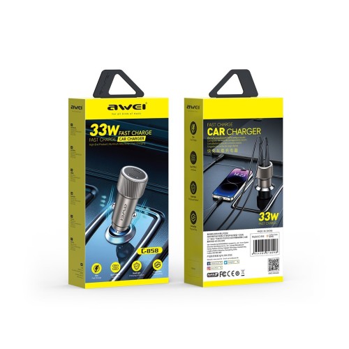 AUTOMOBILINIS ĮKROVIKLIS AWEI C-858 33W 2XUSB-C JUODAS AUTOMOBILINIS ĮKROVIKLIS AWEI C-858 33W 2XUSB-C JUODAS