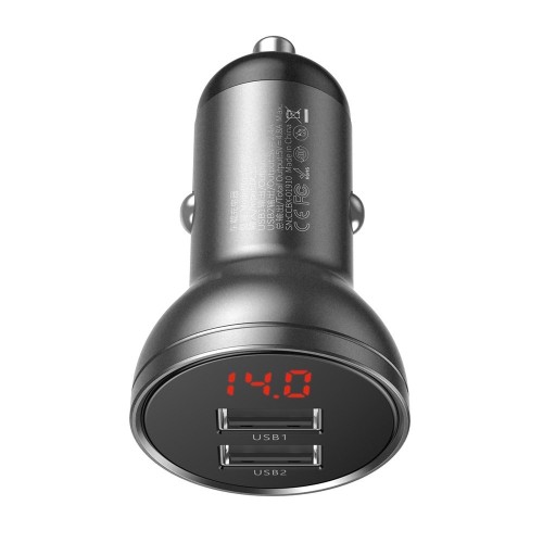 AUTOMOBILINIS ĮKROVIKLIS BASEUS DIGITAL DISPLAY 24W 2XUSB-A JUODAS CCBX-0G AUTOMOBILINIS ĮKROVIKLIS BASEUS DIGITAL DISPLAY 24W 2XUSB-A JUODAS CCBX-0G