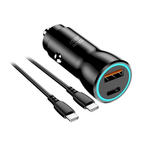 AUTOMOBILINIS ĮKROVIKLIS BLUE STAR 30W USB-C/USB-A + USB-C TO USB-C 60W CABLE 1.0M JUODAS AUTOMOBILINIS ĮKROVIKLIS BLUE STAR 30W USB-C/USB-A + USB-C TO USB-C 60W CABLE 1.0M JUODAS