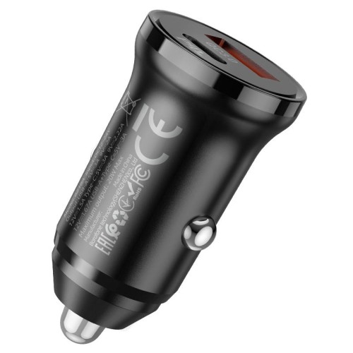 AUTOMOBILINIS ĮKROVIKLIS BOROFONE BZ18A USB-A/TYPE-C PD20W+QC3.0 JUODAS