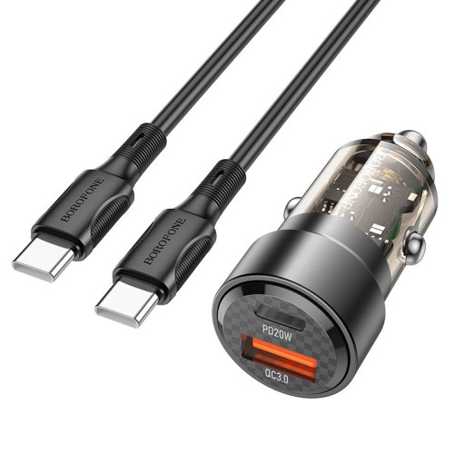 AUTOMOBILINIS ĮKROVIKLIS BOROFONE BZ20 PD20W+QC3.0 38W + TYPE-C JUODAS AUTOMOBILINIS ĮKROVIKLIS BOROFONE BZ20 PD20W+QC3.0 38W + TYPE-C JUODAS