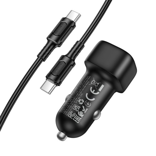 AUTOMOBILINIS ĮKROVIKLIS BOROFONE BZ34B 38W USB-C/USB-A + USB-C TO USB-C CABLE 1.0M JUODAS