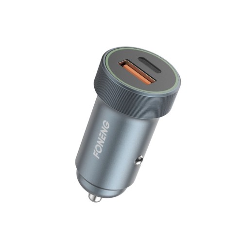 AUTOMOBILINIS ĮKROVIKLIS FONENG C16 30W USB-C/USB-A PILKAS AUTOMOBILINIS ĮKROVIKLIS FONENG C16 30W USB-C/USB-A PILKAS