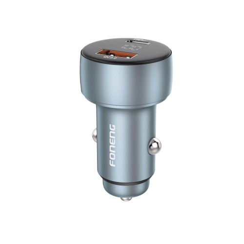 AUTOMOBILINIS ĮKROVIKLIS FONENG C18 48W USB-C/USB-A PILKAS AUTOMOBILINIS ĮKROVIKLIS FONENG C18 48W USB-C/USB-A PILKAS