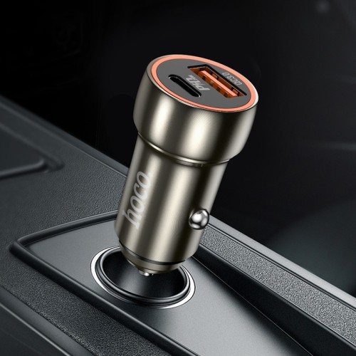 AUTOMOBILINIS ĮKROVIKLIS HOCO Z46A USB-A/TYPE-C PD20W+QC3.0 PILKAS AUTOMOBILINIS ĮKROVIKLIS HOCO Z46A USB-A/TYPE-C PD20W+QC3.0 PILKAS