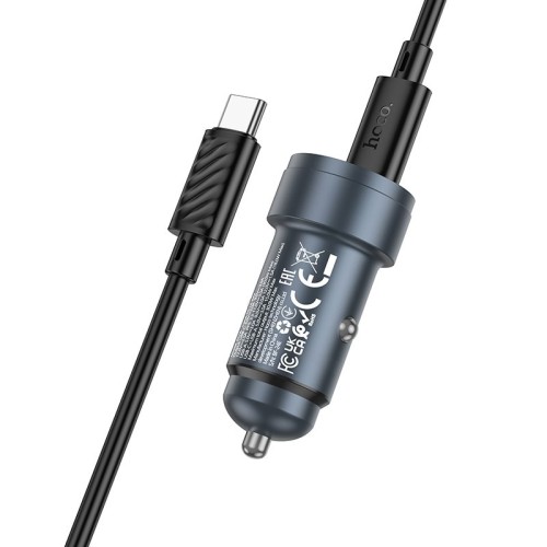 AUTOMOBILINIS ĮKROVIKLIS HOCO Z57A 30W USB-C/USB-A + USB-C TO USB-C CABLE 1.0M PILKAS AUTOMOBILINIS ĮKROVIKLIS HOCO Z57A 30W USB-C/USB-A + USB-C TO USB-C CABLE 1.0M PILKAS