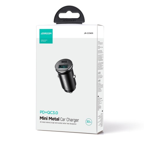 AUTOMOBILINIS ĮKROVIKLIS JOYROOM JR-CCN05 USB-C/USB-A 30W JUODAS AUTOMOBILINIS ĮKROVIKLIS JOYROOM JR-CCN05 USB-C/USB-A 30W JUODAS