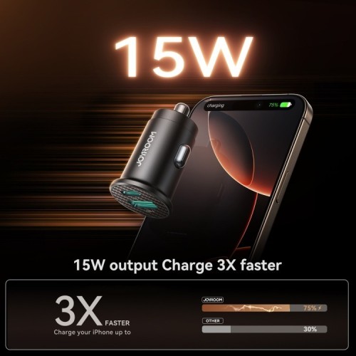 AUTOMOBILINIS ĮKROVIKLIS JOYROOM JR-CCN16 USB-A/USB-C 15W JUODAS AUTOMOBILINIS ĮKROVIKLIS JOYROOM JR-CCN16 USB-A/USB-C 15W JUODAS