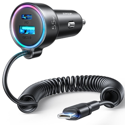 AUTOMOBILINIS ĮKROVIKLIS JOYROOM JR-CL07 3-IN-1 USB/TYPE-C 55W + TYPE-C 1.5M JUODAS AUTOMOBILINIS ĮKROVIKLIS JOYROOM JR-CL07 3-IN-1 USB/TYPE-C 55W + TYPE-C 1.5M JUODAS